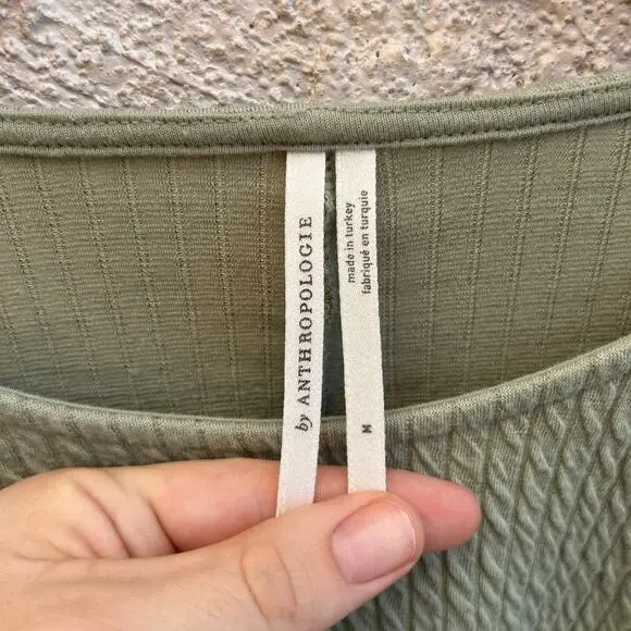 Anthropologie Arya Textured Balloon Sleeve Top Green Size Medium - Picture 4 of 6